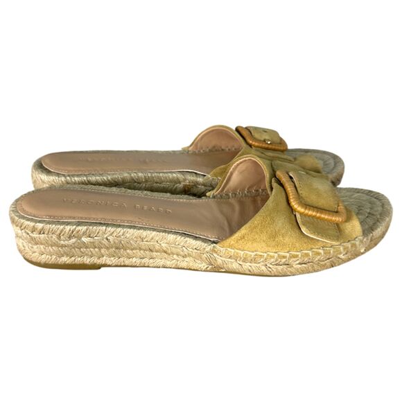 Veronica Beard Apa Suede Buckle Espadrille Sandals Desert Beige Size 7 - Picture 2 of 9